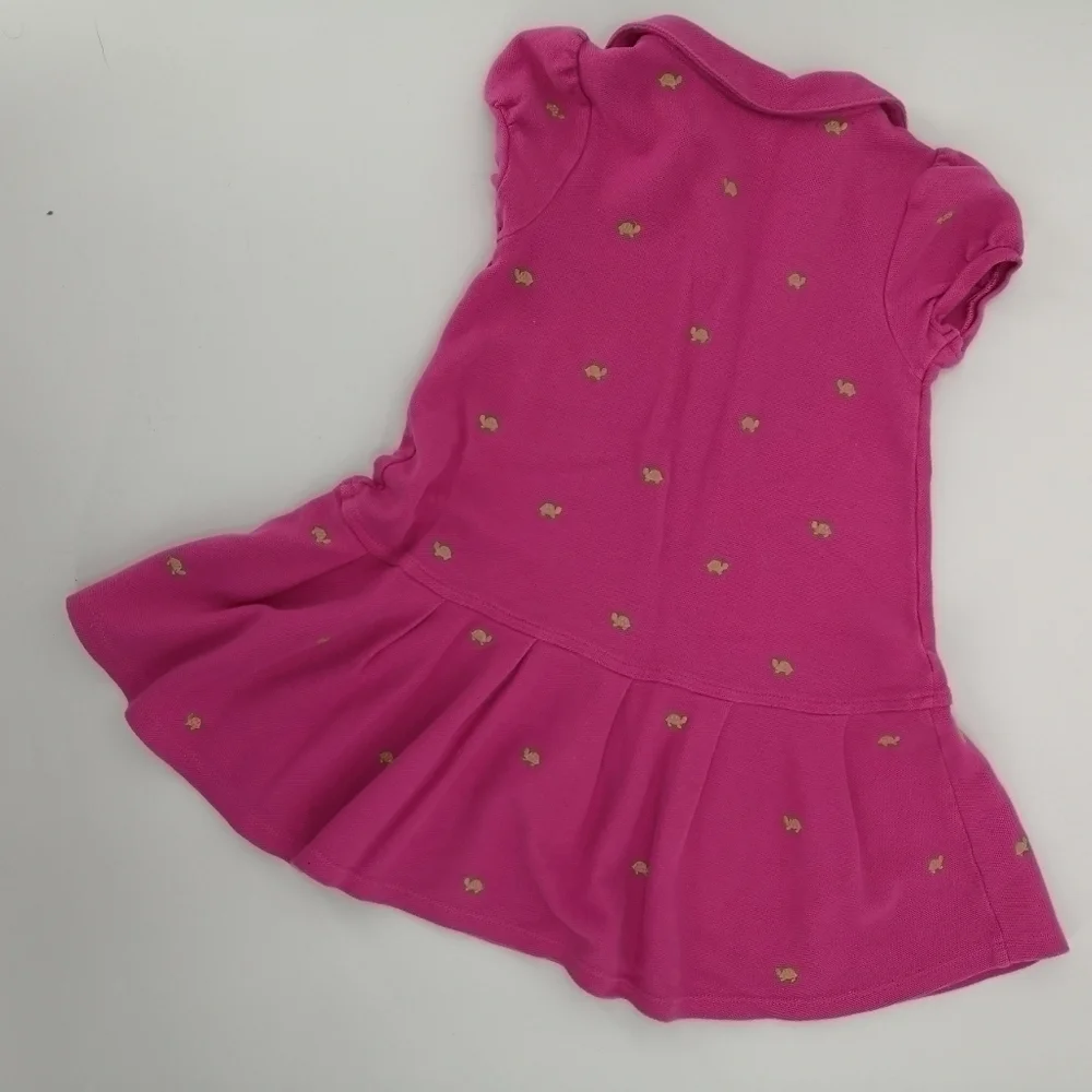 Gymboree Girl's 4T Short Sleeve Cute Pink Knit Dress with Green Turtle Pattern